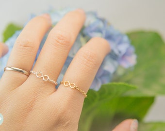 Infinity ring, infinity chain ring, tiny ring, cute infinity ring, cute chain ring, tiny infinity ring, infinity charm, infinity