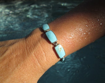 Turquoise and Sterling Link Bracelet