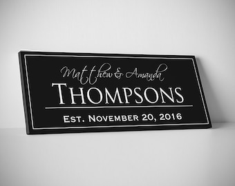 Last Name Sign Family Established Home Signs // Family Established Print // EST Sign // Ready to hang on Wall // Premium Canvas - SALE