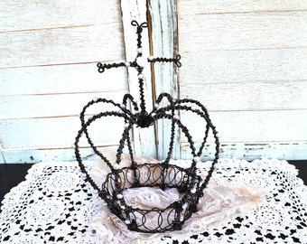 Pre Christmas Sale! - Wire work Fil de Fer Beaded Crown Jean d' Arc Living style inspired, Wedding Center Piece