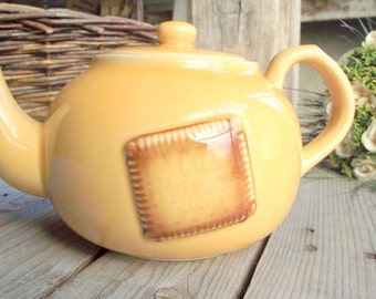 Vintage Teapot - Ceramic Teapot - Petit Beurre Lu - French Teapot with Lid - French Biscuit - Lefevre Utile Nantes - French Tea Party