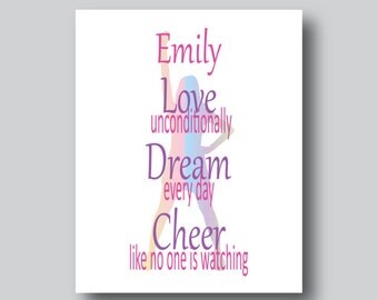 Personalized Cheerleading Gifts, Unique Cheer Gift, Cheer Coach Gift, Cheerleading Decor, Cheer Prints, Cheerleading Poster, You pick colors
