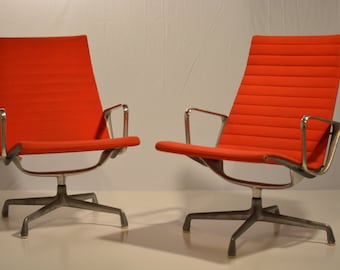 Eames Herman Miller Aluminum Group Lounge Chairs Pair