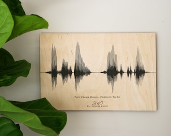 5th Anniversary Gift, Wood Anniversary for Her, for Him, for Men, Custom Sound Wave Art, 5 Year Anniversary, Voice Print, 5th Wedding