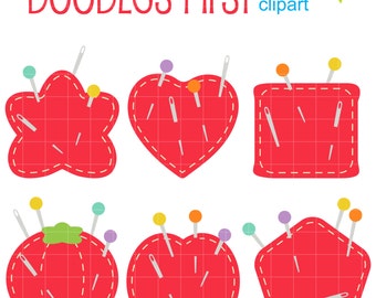 Pin Cushions Digital Clip Art for Scrapbooking Card Making Cupcake Toppers Paper Crafts