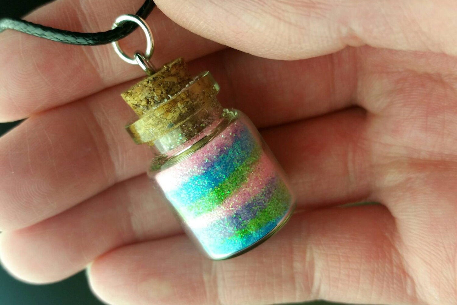 Glitter Jewelry-Fantasy Jewelry-Bottle Necklace-Tiny Glass