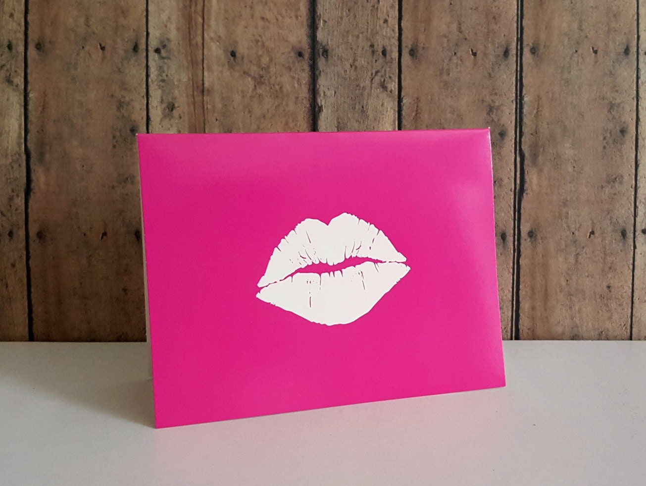 Pink Lips Cards Valentine Card Fun Girls by TiddleywinksDesigns