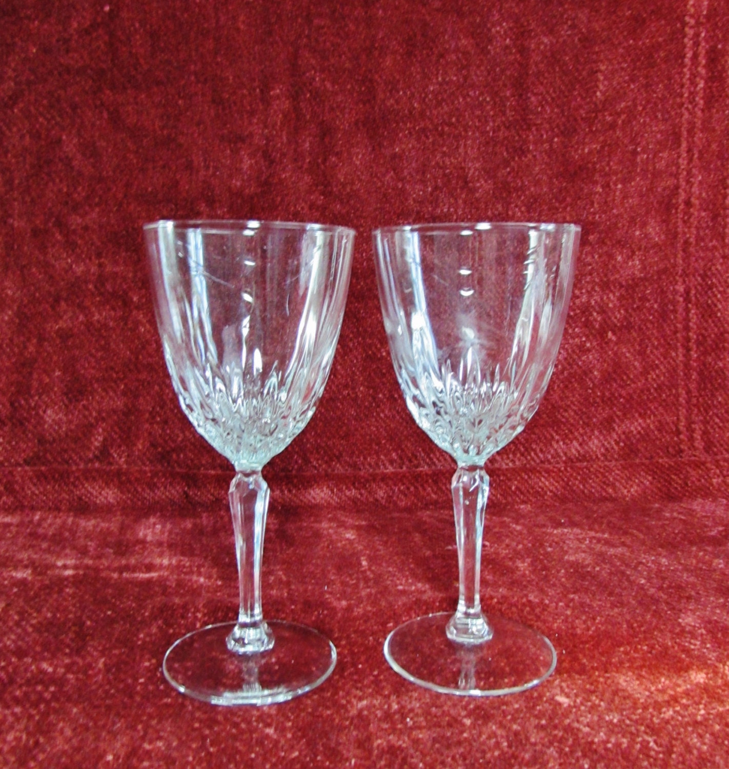 Petite Wine Glasses Vintage Crystal Diamond Cut by BeanzVintiques