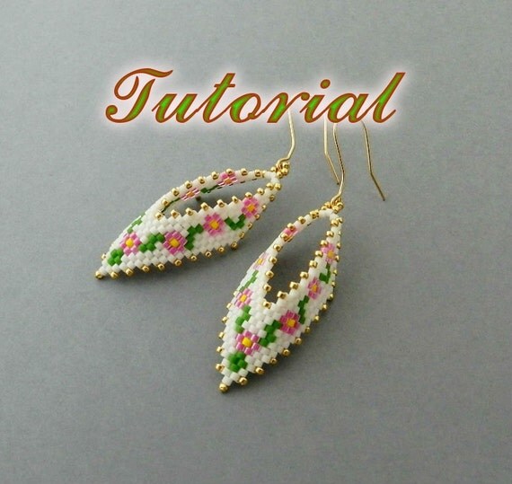 PDF Beaded Earrings Tutorial Earrings Peyote Pattern