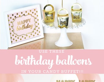 Pink and Gold Birthday Decorations Pink and Gold First Birthday Party Decor 1st Birthday Girl Ideas Balloons Kit (EB3110BIR) - set of 3
