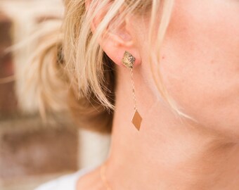Diamond Dangle Earrings // Gold Filled Diamond Shaped Earrings // Delicate Dangle Earrings