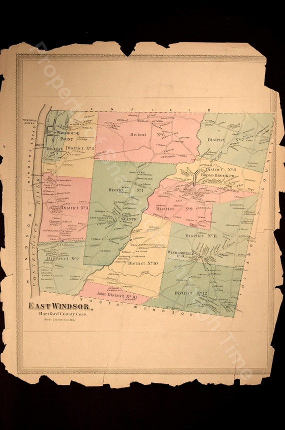East Windsor Map Connecticut Antique by MapsBooksEphemera on Etsy