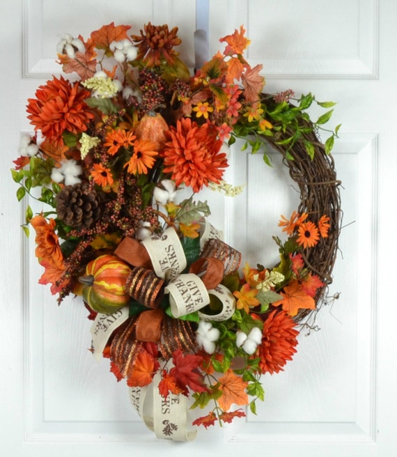 Fall Floral Wreaths Fall Outdoor Decorations Wreath Door