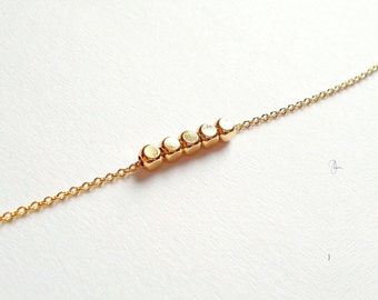 Tiny Gold Beaded Necklace - Minimal Jewelry - Simple Short Necklace - Everyday Minimalist Style Delicate Jewelry - Dainty Gold Necklace