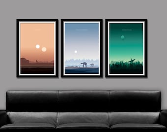 Force Inspired - Star Wars Inspired - Sunset Minimalist Poster Set - Episodes 4,5, & 6 Sunset Collection - Print 237 - Home Decor