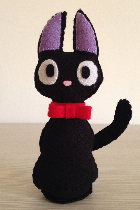 Felt handmade stuffed cat Jiji plush from Studio Ghibli film