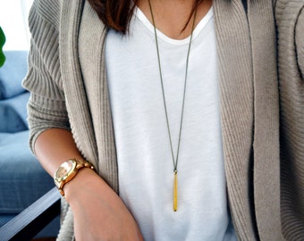 Brass Metal Drip Necklace - Layering necklace - Everyday Jewelry - long necklace