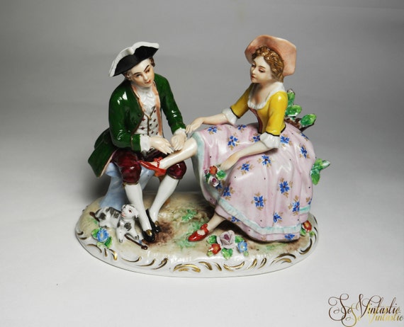 Marked Dresden Sitzendorf porcelain figurine of a courting