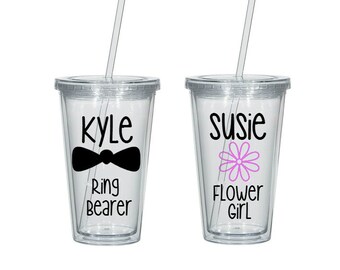 Personalized Flower Girl Tumbler, Flower Girl Gift, Flower Girl Cup, Ring Bearer Cup, Set of 2