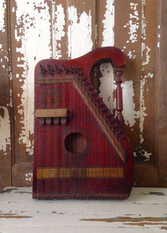 Antique Zither Lap Harp Chartola Grand From the Chartola