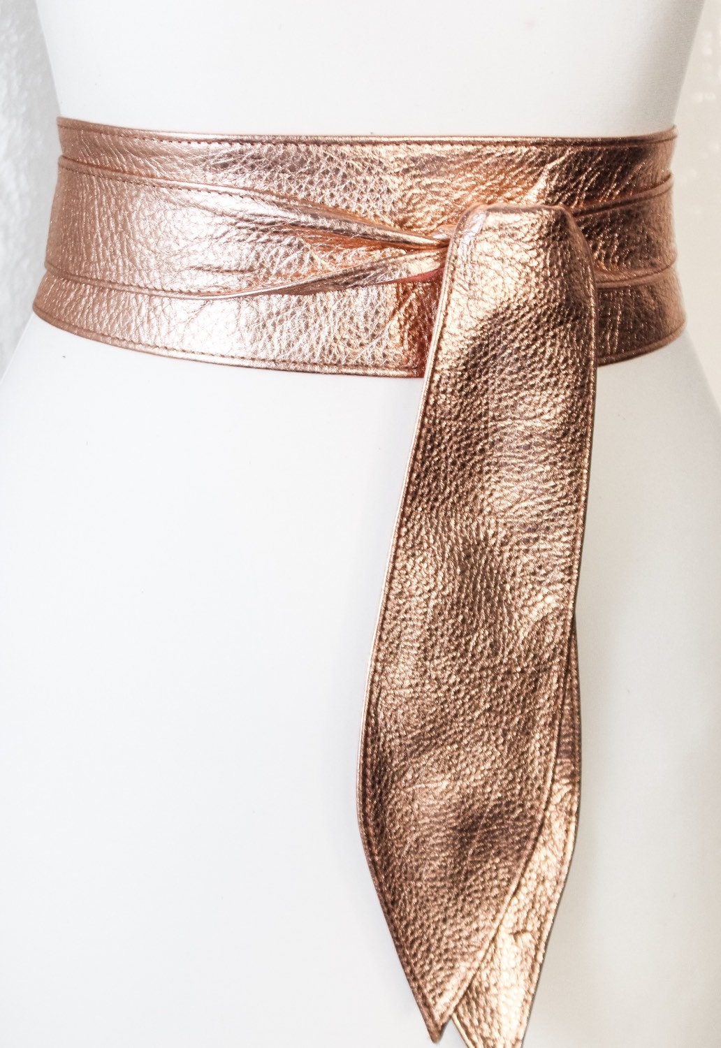 Rose Gold Leather Obi Belt Rose Gold Sash Belt Leather