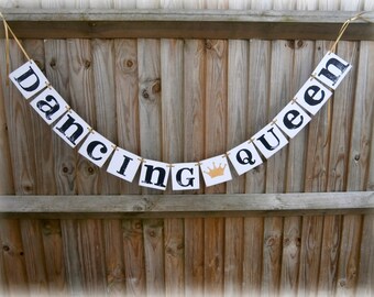 Dancing Queen/Hen Party banner/bridal shower garland/banner/ABBA themed Party decoration/Party banner/Hen Do decoration