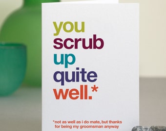 Funny Groomsman Thank You Card - Groomsman Thanks - Wingman Card - Sarcastic Groomsmen Card - Wedding Thank You Card - FREE UK DELIVERY