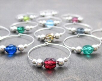 12 - Crystal Wine Charms | Gift Box | Wine Glass Charm - Unique Wine Gift - Wine Hostess Gift - Wine Housewarming Gift - Markers | PSC12-1