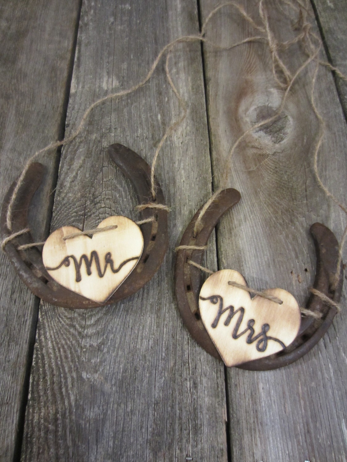 Rustic wedding decor horseshoe wedding decor mr and mrs mr