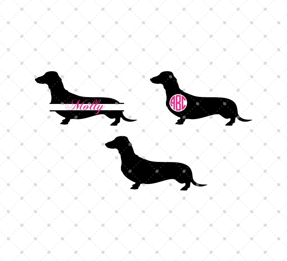 Download Dachshund SVG cut files Circle and Split Monogram frames for