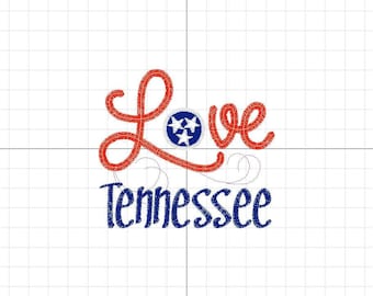 LOVE Series Tennessee Stars Flag Machine Embroidery Design Digital Pattern INSTANT DOWNLOAD State Southern Midwestern Patriotic Red White