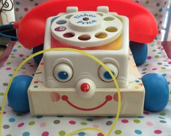 VINTAGE 1985: Fisher Price Chatter Telephone Pull Toy