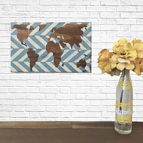 Herringbone Wood World Map Nursery Wall Decor by AlchemyHomeDecor