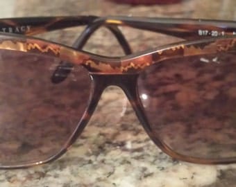 Vintage Ellen Tracy Brown/Amber Tortoise Retro Sunglasses Italian 1980s D417-2