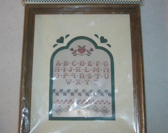Vintage Cross Stitch Sampler Kit - Sue Hillis - Country Mats n Frames - NOS - 1989