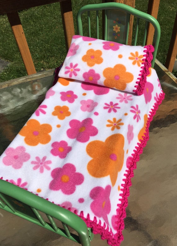 Items similar to 18 inch Doll, AG Doll, Fleece Blanket with Crochet