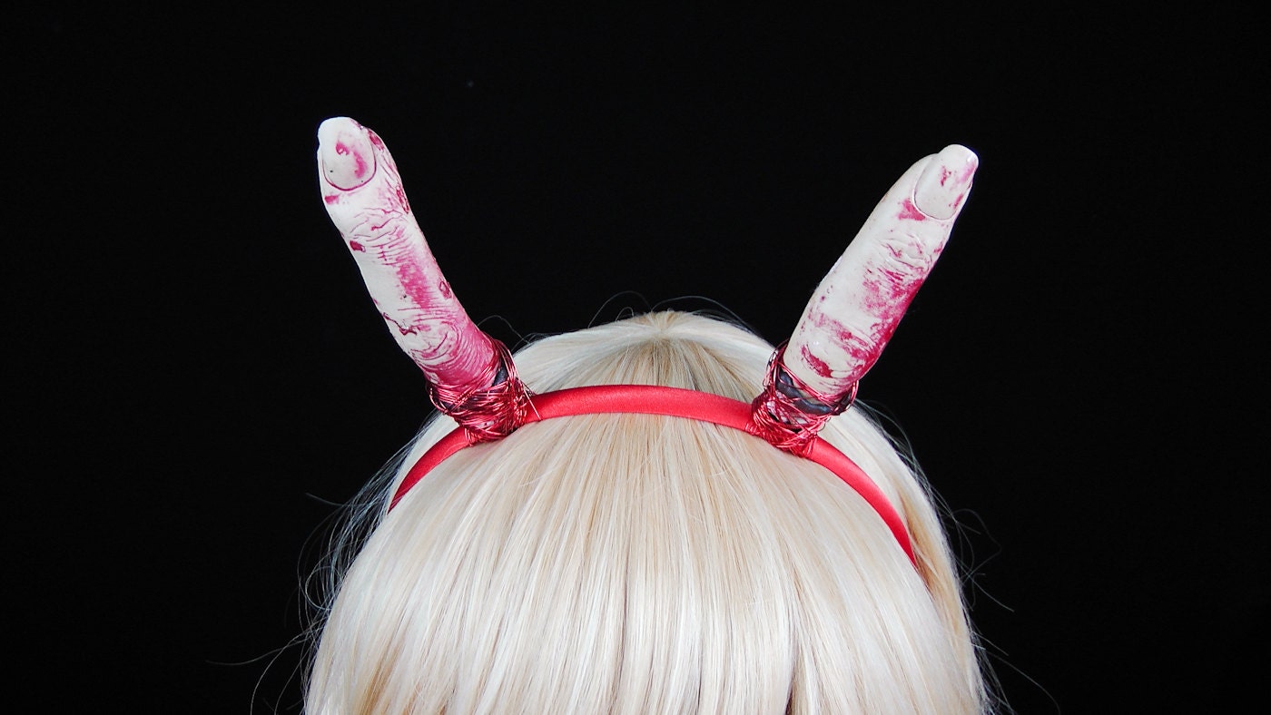 SALE Bloody Finger Bunny Ears Headband Pastel Goth Kawaii