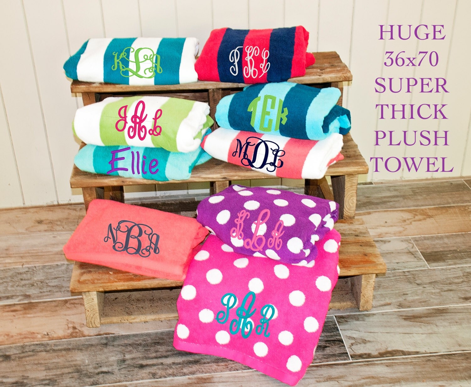 SALE Monogrammed Beach Towel Personalized by JennLorynDesigns