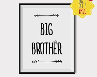 Big brother little brother set, Big brother poster, Printable big brother, Baby room art, Nursery Quote, Nursery Print, kids room wall art