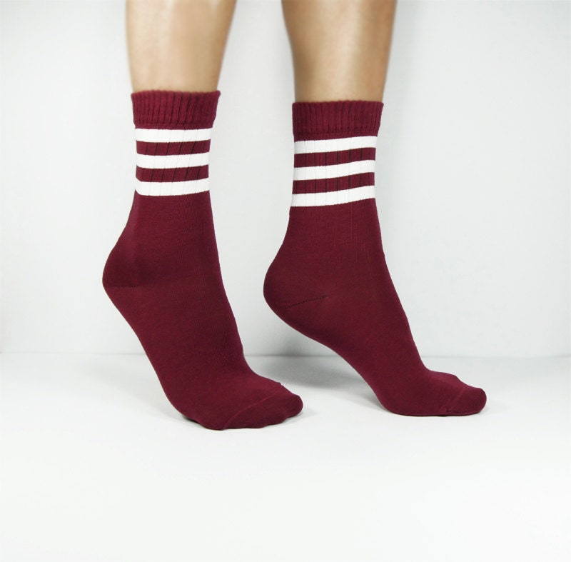 Burgundy Sporty Socks Athletic Socks Women Sports by NiftySox