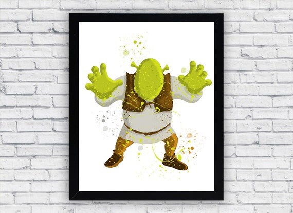 Shrek watercolor print Shrek Wall Art Shrek Nursery Decor