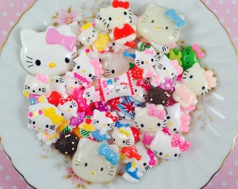 Hello Kitty Cabochon Assorted Mix Kawaii Grab Bag Flatback Scrapbook Decoden Lot Resin Clay Craft DIY