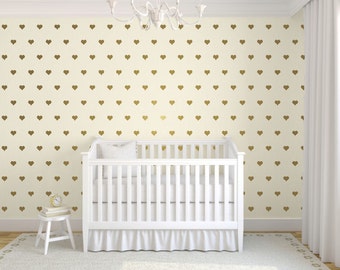 ON SALE Gold Heart Wall Decals, Heart Wall Stickers, Gold Wall Decals, Heart Stickers, Nursery Wall Decals, Childrens Wall Decals