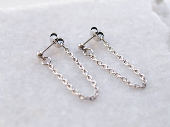 Chain Earrings Front and Back Studs Dangle Ear Posts Drop