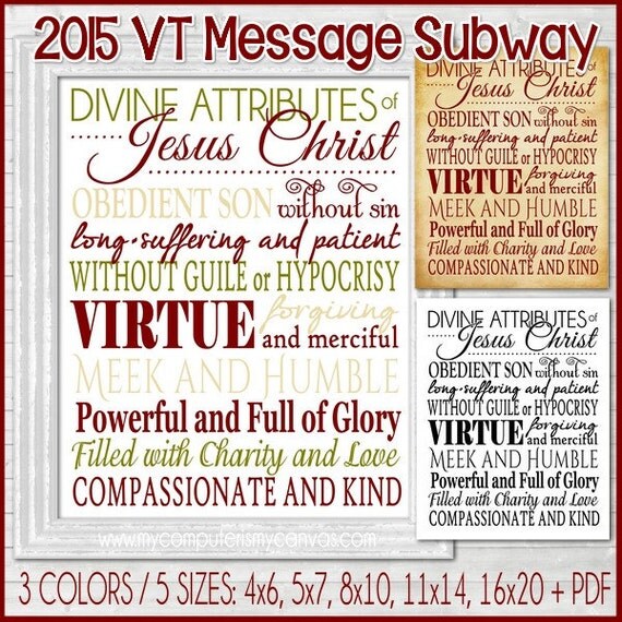 VT Messages Subway Art Divine Attributes of Jesus Christ
