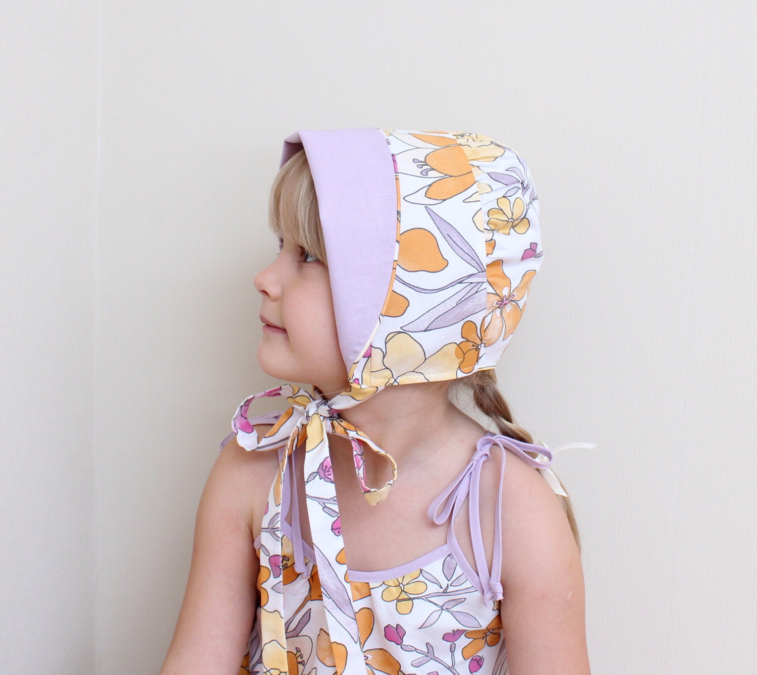 Baby Girls sun hat Floral Reversible