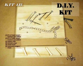 DIY Jewelry Organizer - Make & Decorate Your Jewelry Hanger Your Way - Great Woodworking Craft for Kids or Grownups KIT 1B. Great Gift Idea