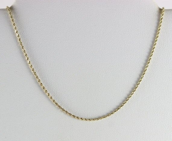 14K Yellow Gold Rope chain Necklace 18 inch