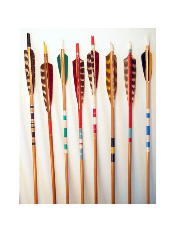 5 Vintage Painted Wood Arrows. Decorative Arrows. Wooden Archery Arrows ...