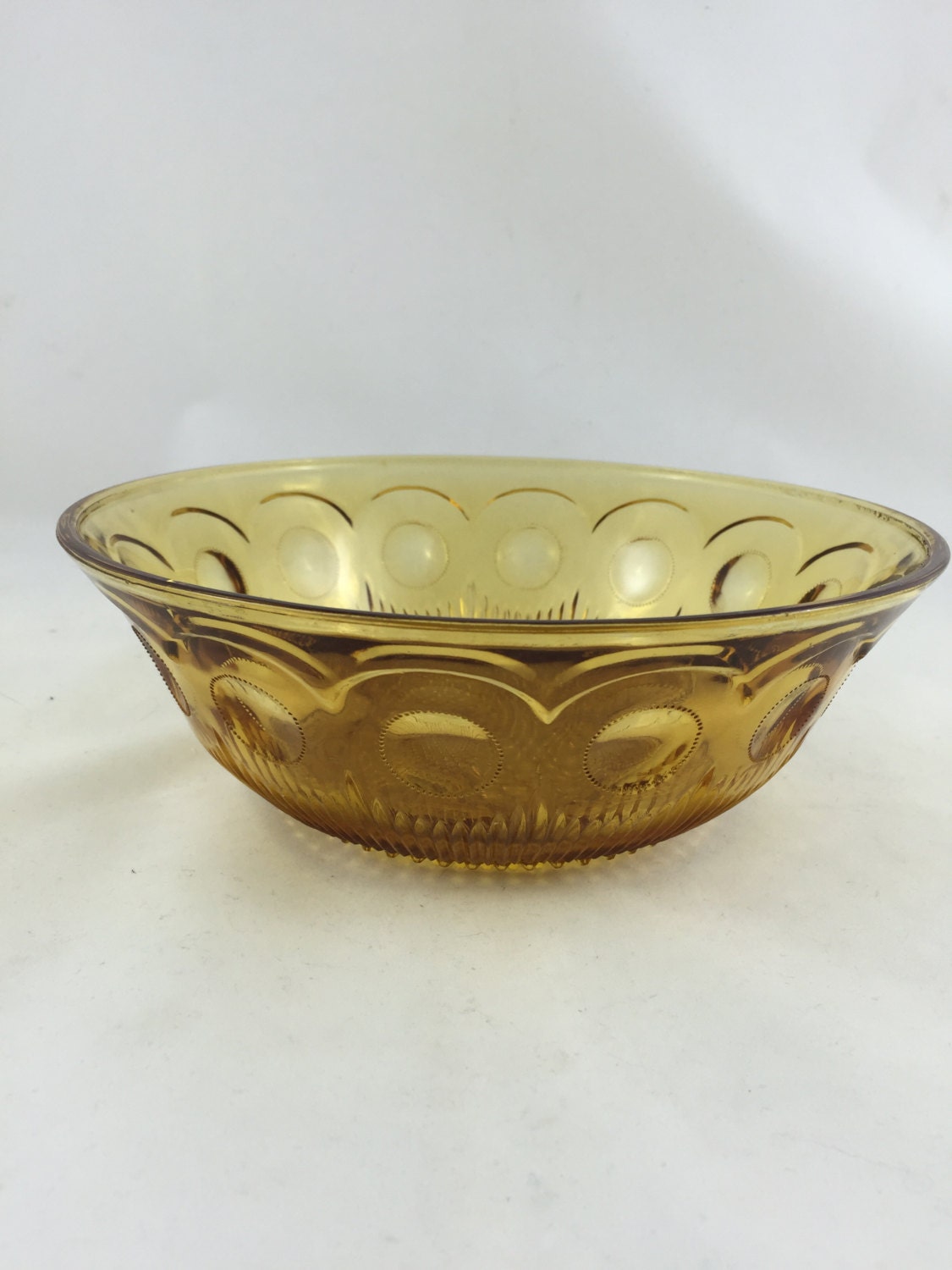 Vintage Amber Glass Serving Bowl